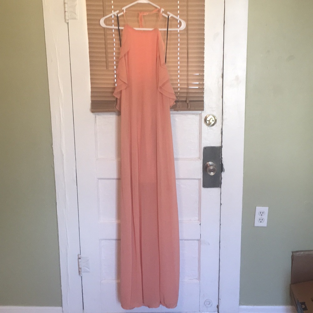 Salmon halter dress